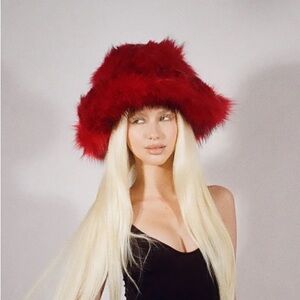 Red faux fur by Tyler Lambert